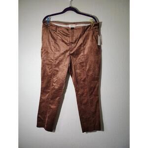 Anthropologie Women’s Essential Slim Velvet Velour Brown Ankle Pants Size 14